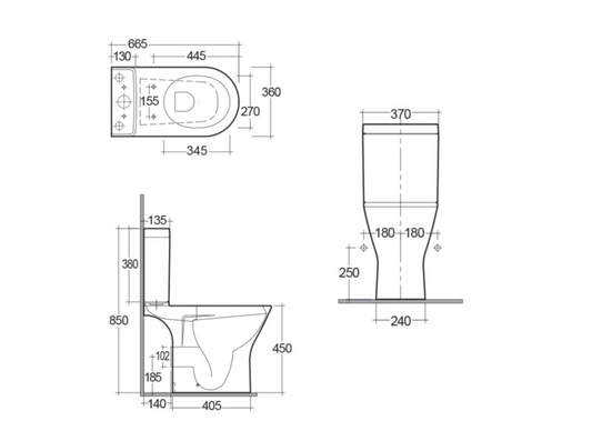 Synergy Marbella Close Coupled Fully Back to Wall Pan with Cistern & Seat