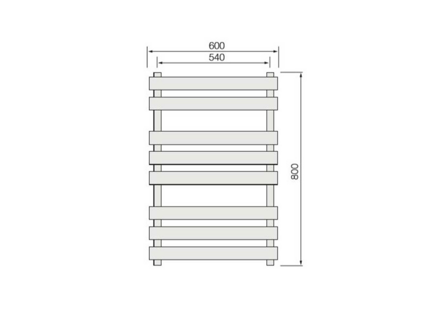 Synergy Saharah 600 x 800mm Flat Chrome Ladder Rail
