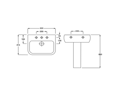 Synergy Venice 520mm 1 Tap Hole Basin