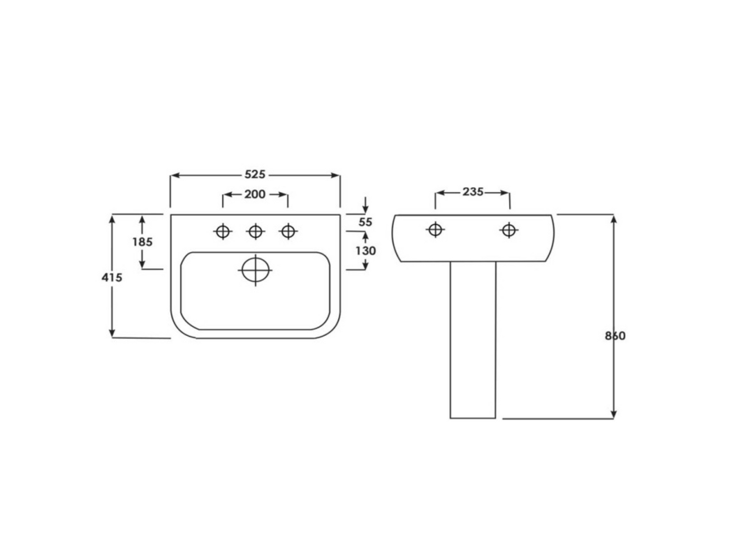 Synergy Venice Full Pedestal For 520mm Basin (Pedestal Only)