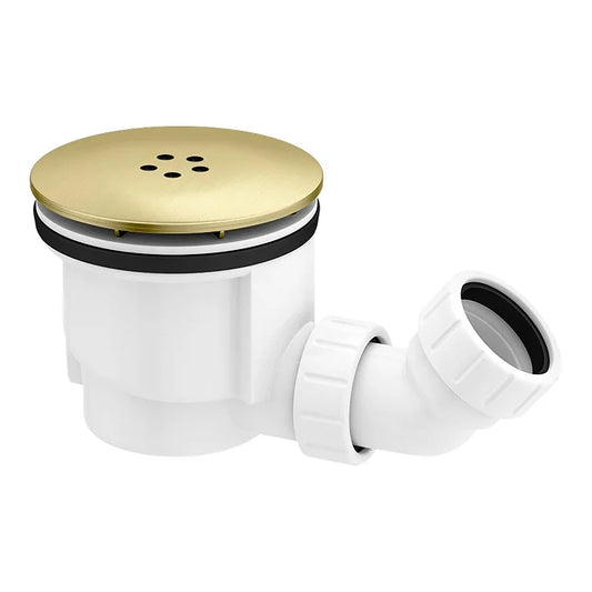 Brushed Brass 90 mm Fast‑Flow Shower Tray Waste – Low‑Profile Designer Drain