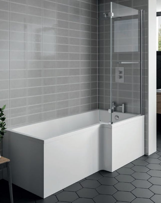 KARTELL ELITE 1600 X 850 L SHAPE RIGHT HAND SQUARE SHOWER BATH