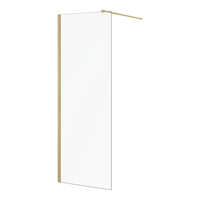 Ottone 300 mm Brushed Brass Return Panel – 8 mm Glass, 2000 mm Height
