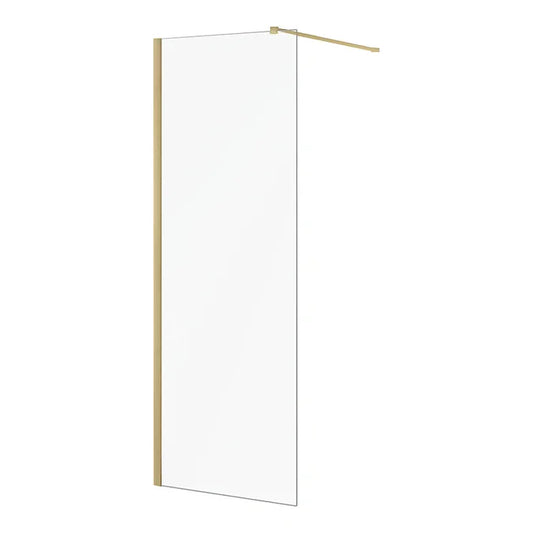 Ottone 300 mm Brushed Brass Return Panel – 8 mm Glass, 2000 mm Height