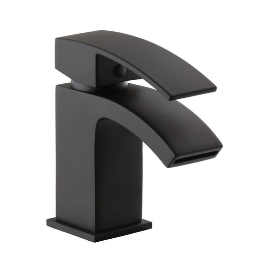 Fiuto Nero Mono Basin Mixer – Matt Black with Black Waste
