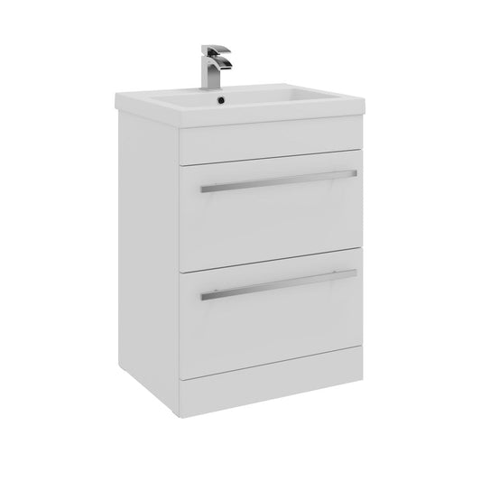 Kartell K‑Vit Purity 600 × 450 × 855 mm Floor‑Standing 2‑Drawer Vanity Unit – White Gloss