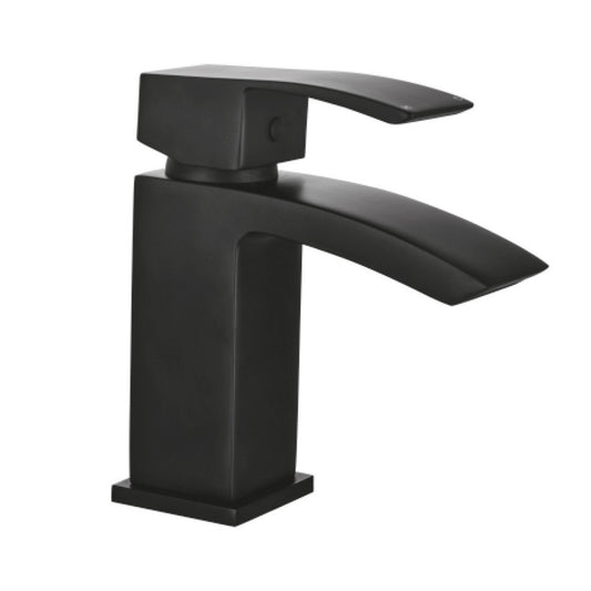 Descent Black Tall Basin Mixer Tap – Matt Black, Waterfall Spout, Click‑Waste Ready