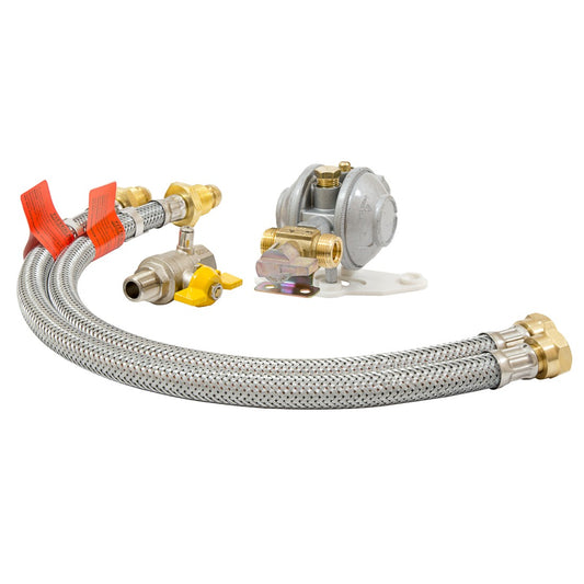 Manual Wall Mounted Changeover Regulator with OPSO & Over-Braided Pigtails - MB2C-MAN-429-POL-OB