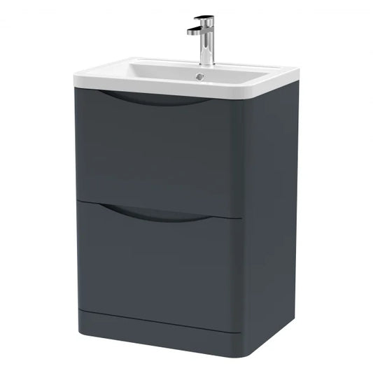 Ella 600 mm Floor Unit with Basin – Floor-Standing Vanity in Matt Anthracite