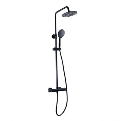 Kartell K-VIT NERO ROUND THERMOSTATIC EXPOSED BAR SHOWER WITH OVERHEAD DRENCHER AND SLIDING HANDSET