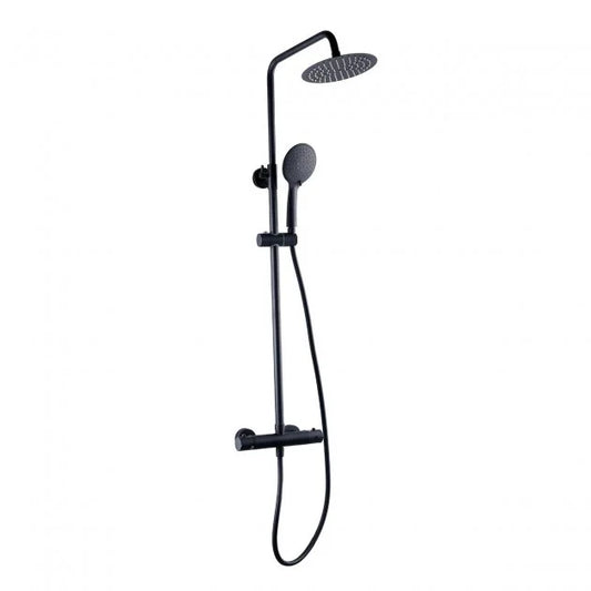 Kartell K-VIT NERO ROUND THERMOSTATIC EXPOSED BAR SHOWER WITH OVERHEAD DRENCHER AND SLIDING HANDSET