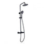 Kartell K-VIT NERO ROUND THERMOSTATIC EXPOSED BAR SHOWER WITH OVERHEAD DRENCHER AND SLIDING HANDSET