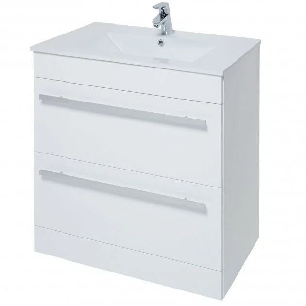 Kartell K‑Vit Purity 800 × 450 × 855 mm Floor‑Standing 2‑Drawer Vanity Unit – White Gloss