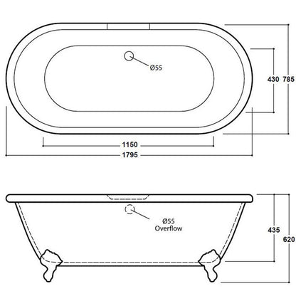 Synergy Wilmslow Traditional 1795mm Double Ended Bath