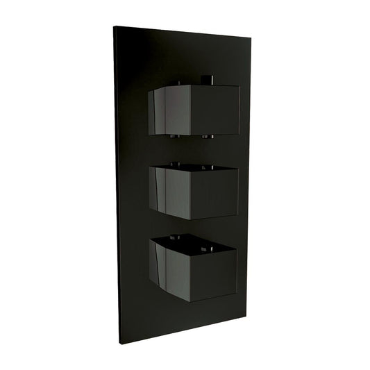 Black Triple Handle Concealed Shower Valve – Matte Black