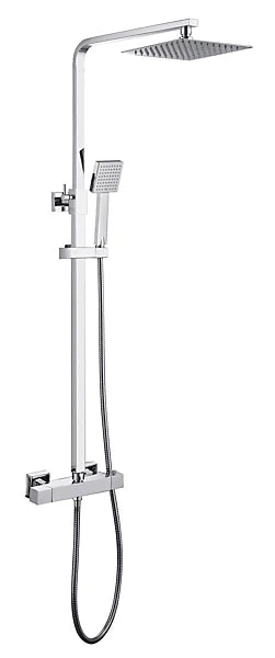 K-VIT Pure Square Twin Shower | Thermostatic Mixer with Rigid Riser & Handset