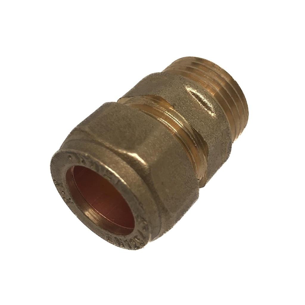 15mm x 1/2" Compression Straight Connector Male Iron | Brass Fitting