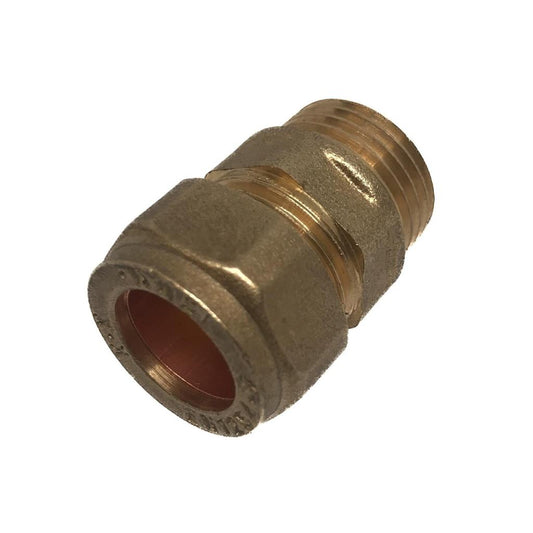 15mm x 1/2" Compression Straight Connector Male Iron | Brass Fitting